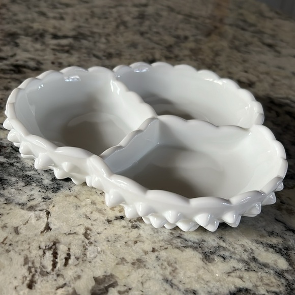 Fenton Hobnail Milk Glass Divided Dish - Picture 5 of 6